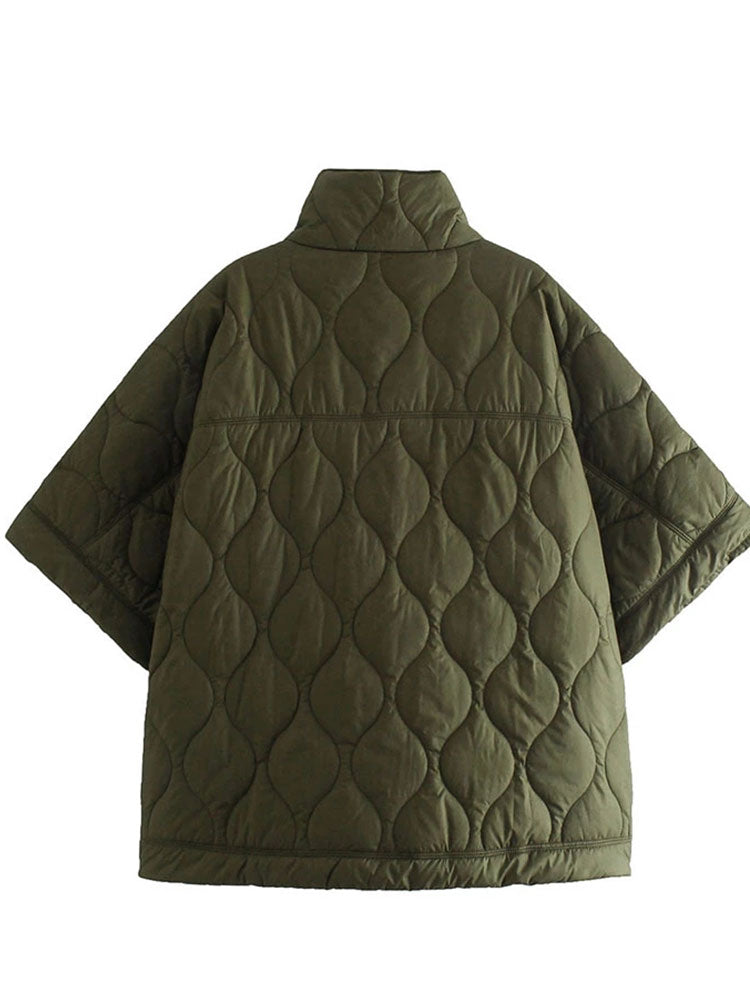 EB | Damen Wattierte Winterjacke mit Kurzen Ärmeln und Hohem Kragen