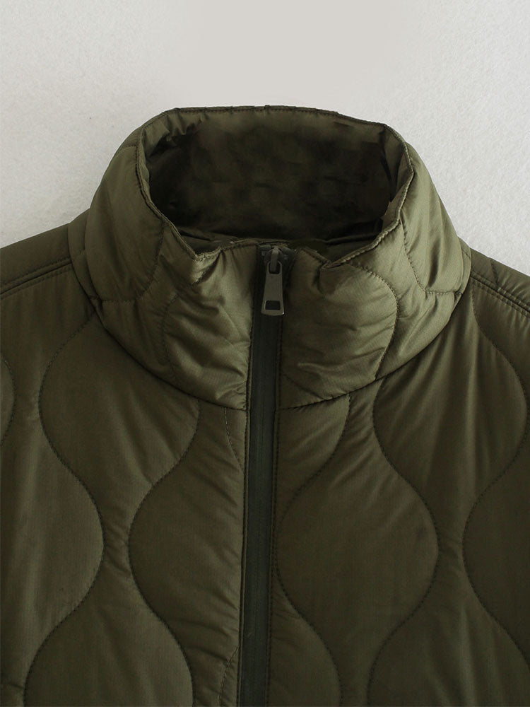 EB | Damen Wattierte Winterjacke mit Kurzen Ärmeln und Hohem Kragen