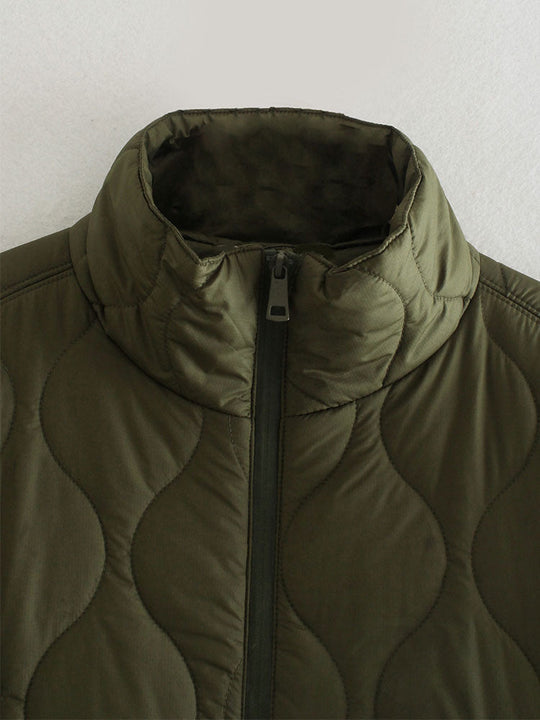 EB | Damen Wattierte Winterjacke mit Kurzen Ärmeln und Hohem Kragen