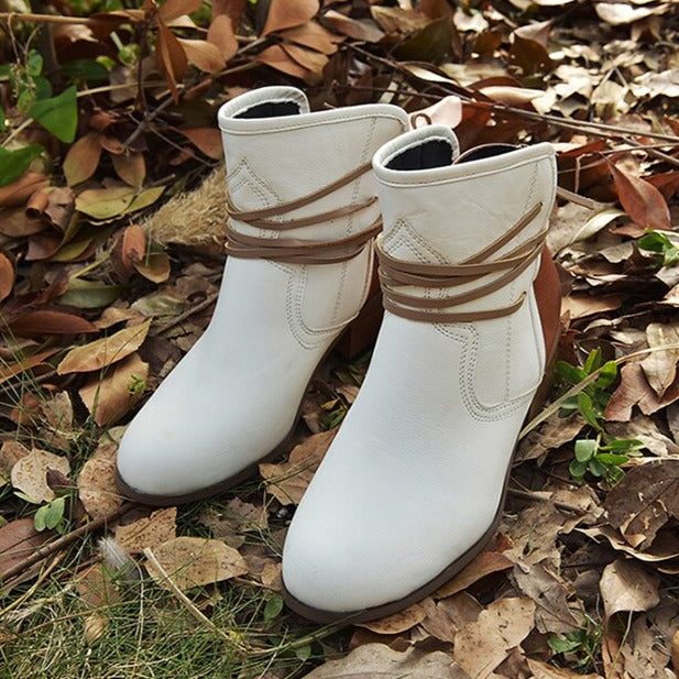 EB | Vintage Schnür-Stiefeletten mit Runden Zehen