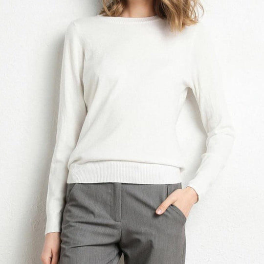 EB | Sweatshirt Weiche Wollmischung Runder Ausschnitt Lange Ärmel Bequeme Passform