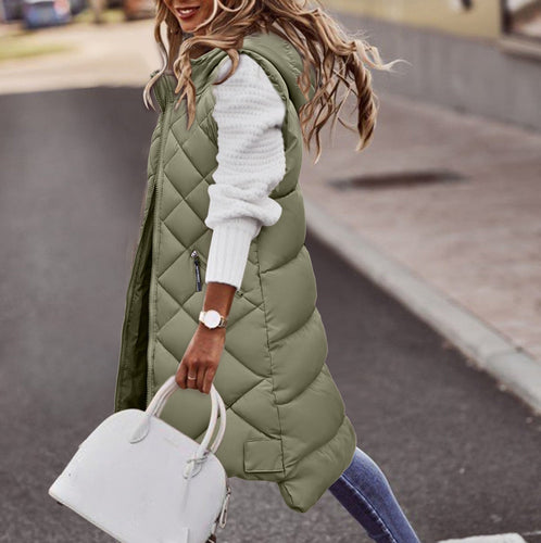 EB | Damen Lange Kapuzen Puffer-Weste