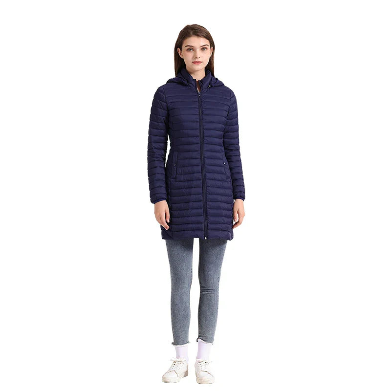 EB | Slim Fit Abnehmbare Kapuze Reißverschluss Baumwolle Winterjacke