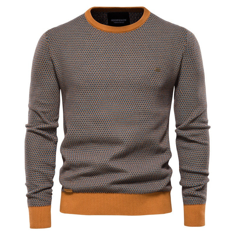EB | Geometrisch Gemusterter Pullover Weiche Baumwollmischung Stilvoll und Gemütlich