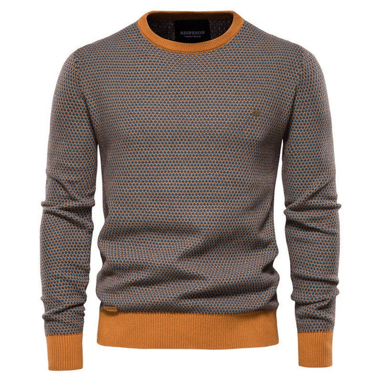 EB | Geometrisch Gemusterter Pullover Weiche Baumwollmischung Stilvoll und Gemütlich