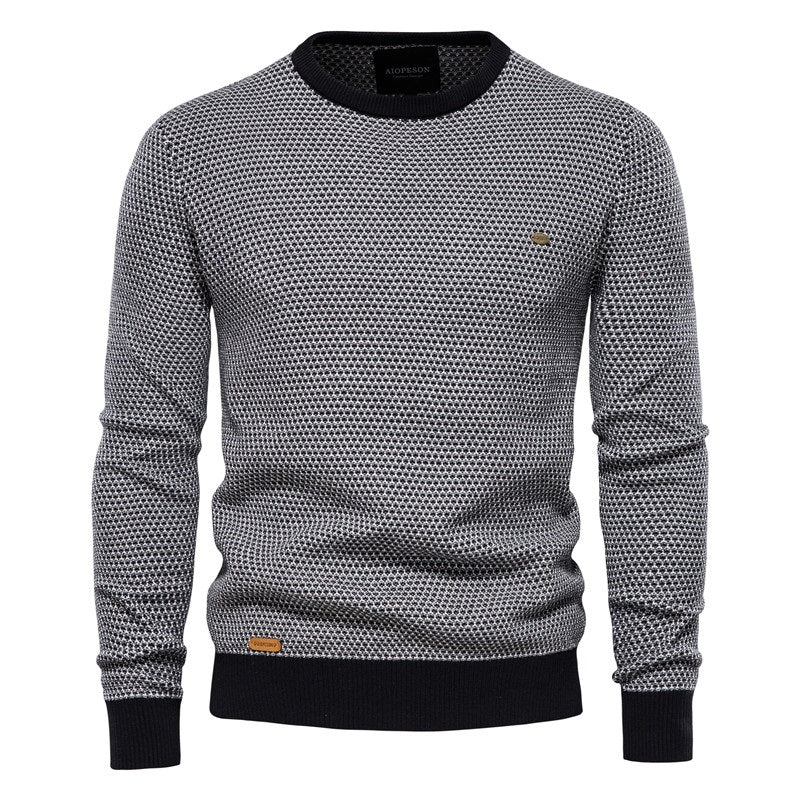 EB | Geometrisch Gemusterter Pullover Weiche Baumwollmischung Stilvoll und Gemütlich
