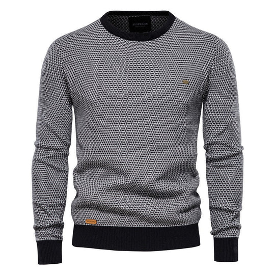 EB | Geometrisch Gemusterter Pullover Weiche Baumwollmischung Stilvoll und Gemütlich