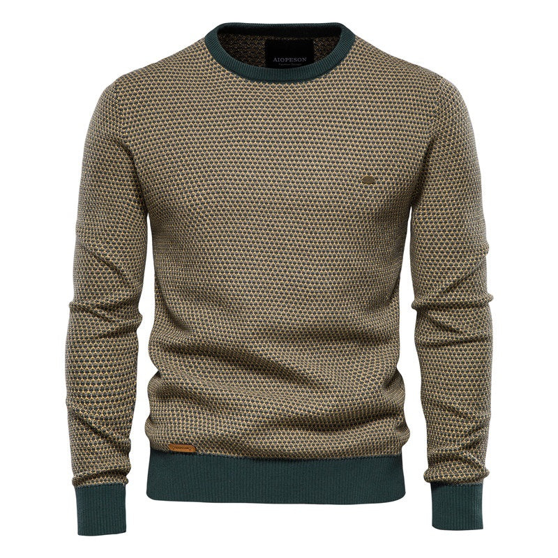 EB | Geometrisch Gemusterter Pullover Weiche Baumwollmischung Stilvoll und Gemütlich