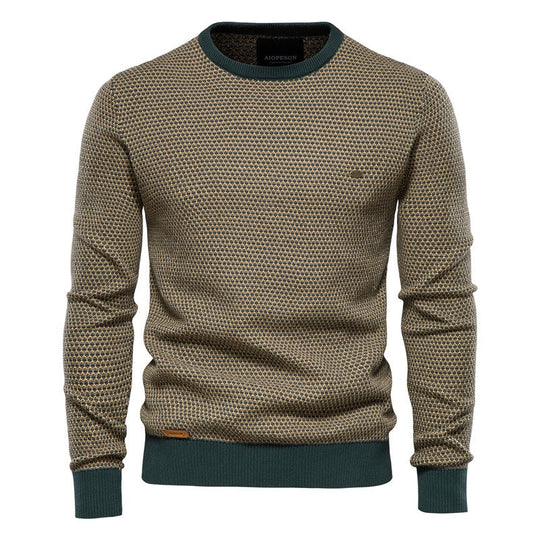 EB | Geometrisch Gemusterter Pullover Weiche Baumwollmischung Stilvoll und Gemütlich