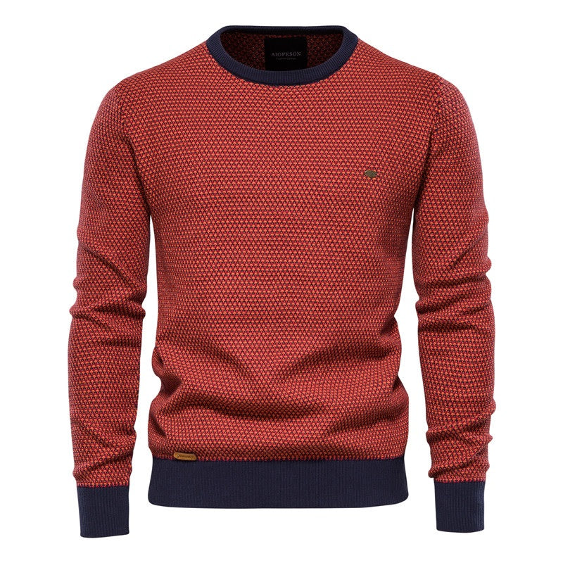 EB | Geometrisch Gemusterter Pullover Weiche Baumwollmischung Stilvoll und Gemütlich