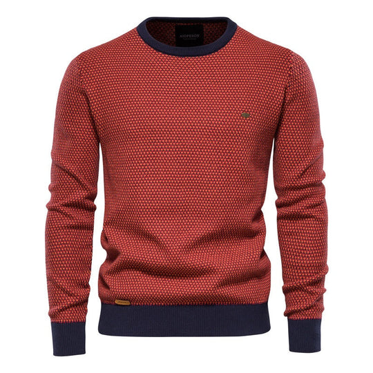 EB | Geometrisch Gemusterter Pullover Weiche Baumwollmischung Stilvoll und Gemütlich