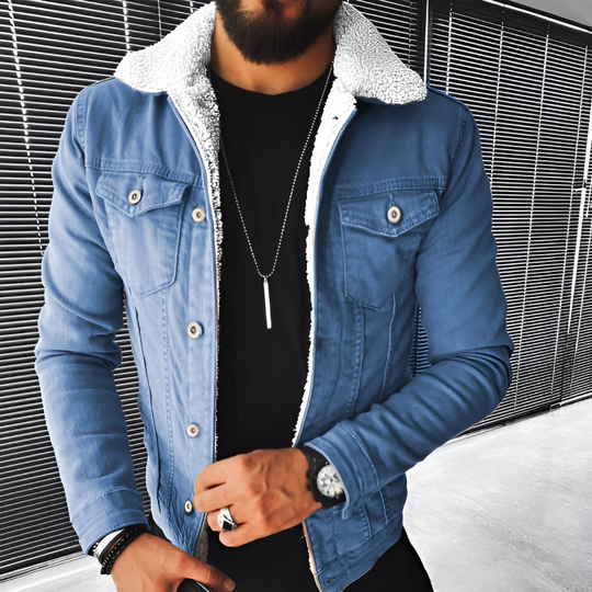 EB | Herren Jeansjacke mit Futter Aus Pelz
