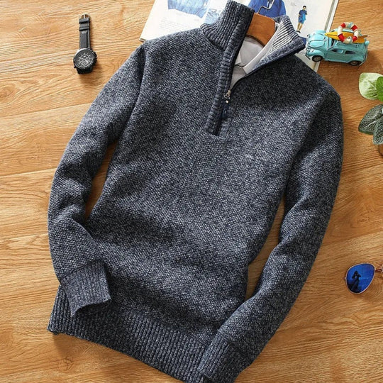 EB | Sweater - Gestrickter Halber Reißverschluss Kragen