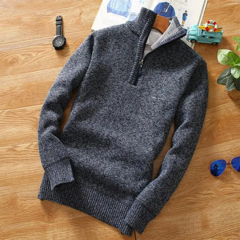 EB | Sweater - Gestrickter Halber Reißverschluss Kragen