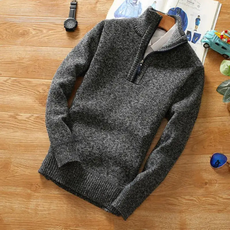EB | Sweater - Gestrickter Halber Reißverschluss Kragen