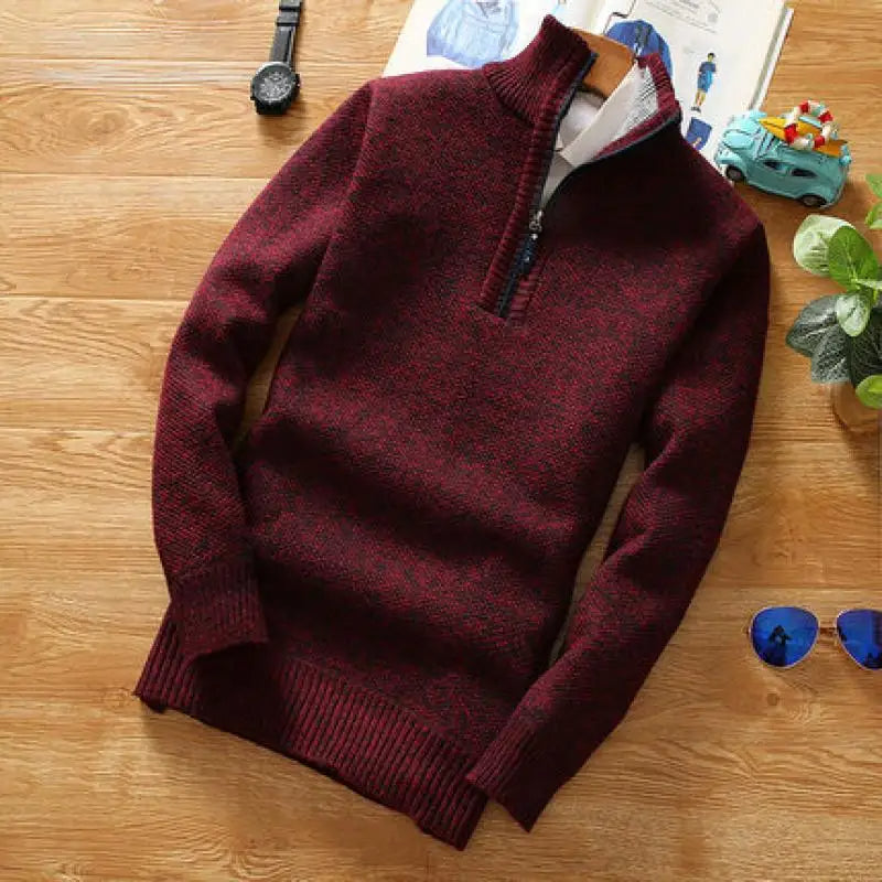 EB | Sweater - Gestrickter Halber Reißverschluss Kragen