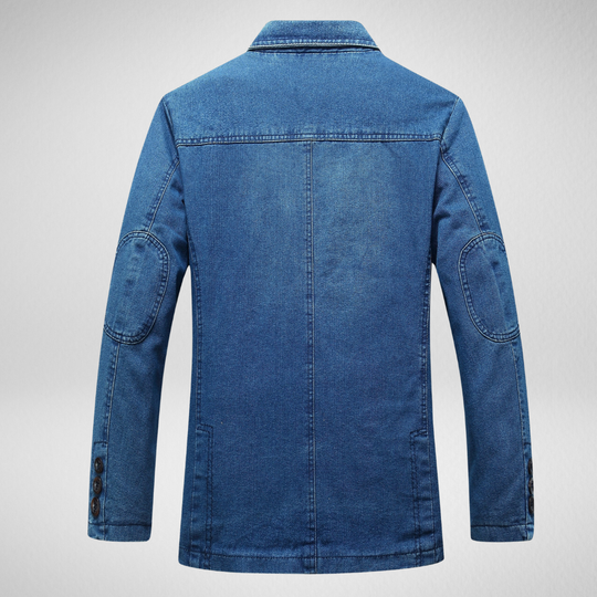 EB | Jeansblazer Im Denim-Stil mit Einreihigem Knopfverschluss