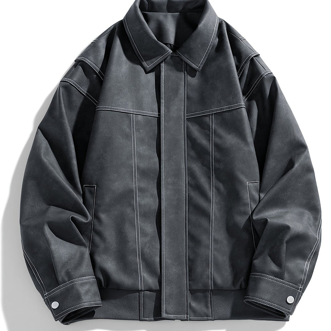 EB | Kunstlederjacke mit Klappkragen und Taschen