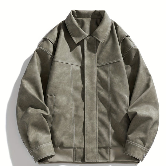 EB | Kunstlederjacke mit Klappkragen und Taschen