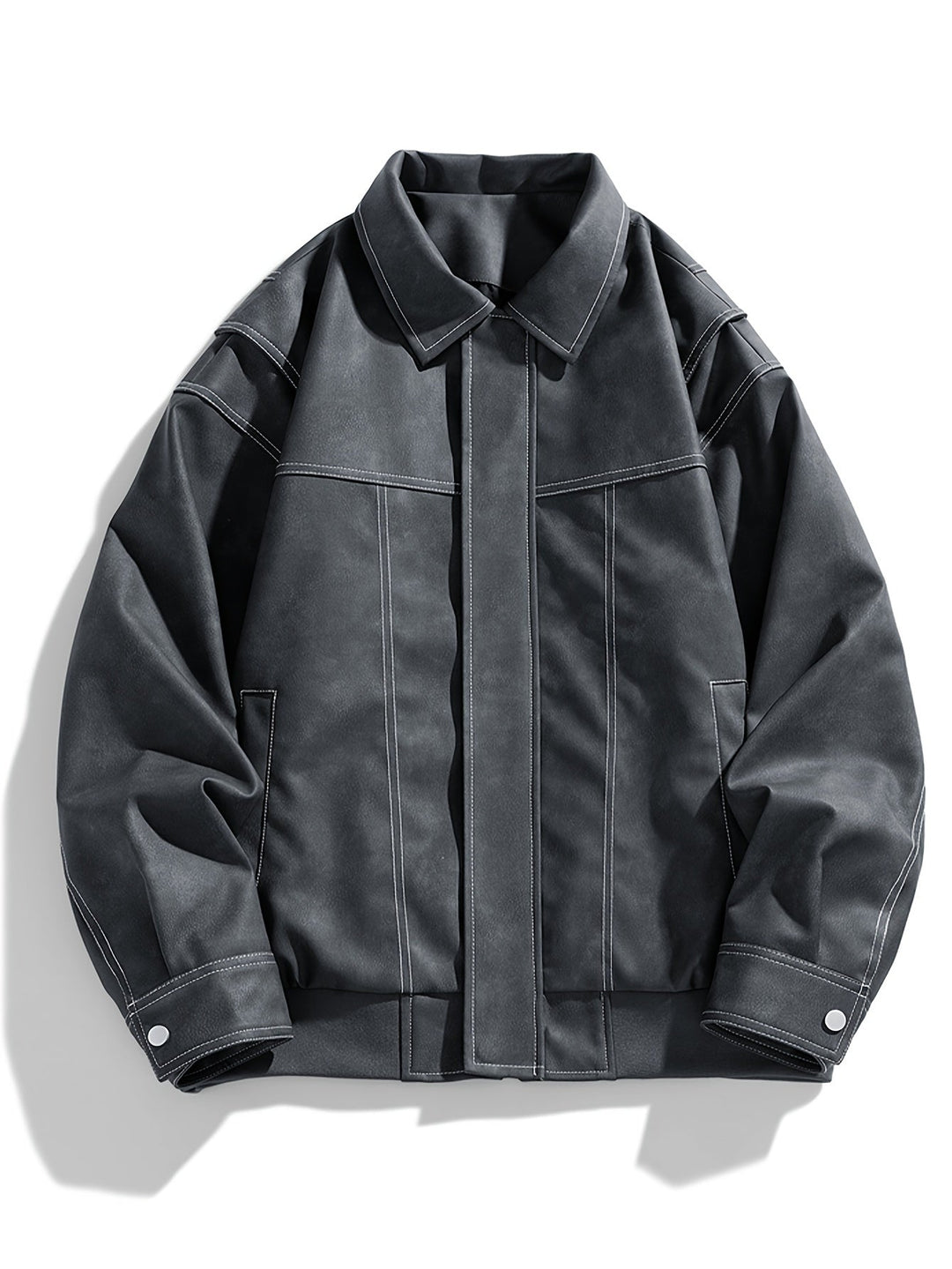 EB | Kunstlederjacke mit Klappkragen und Taschen