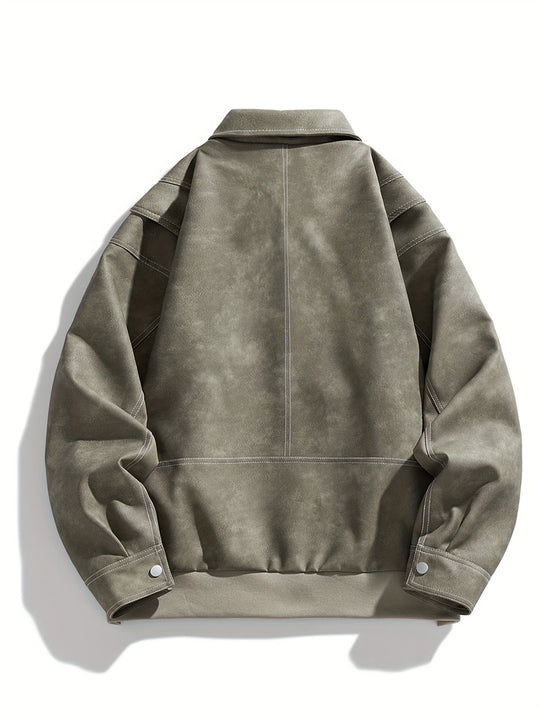 EB | Kunstlederjacke mit Klappkragen und Taschen