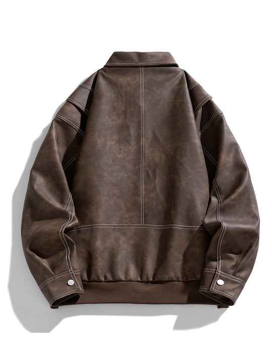 EB | Kunstlederjacke mit Klappkragen und Taschen