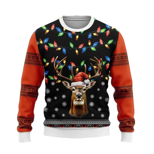 EB | Weihnachts-Pullover - Strick-Reh-Print, Warmer Komfort & Festlicher Stil für den Winter