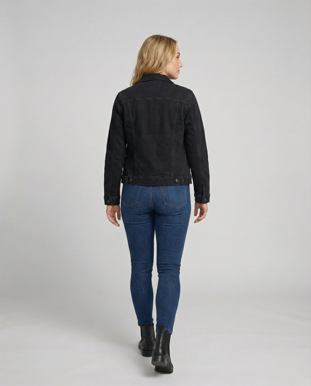 High Waist Jeans Dunkelblau Weites Bein Damen Denim Hose