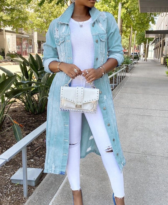 EB | Lange Jeansjacke für Damen