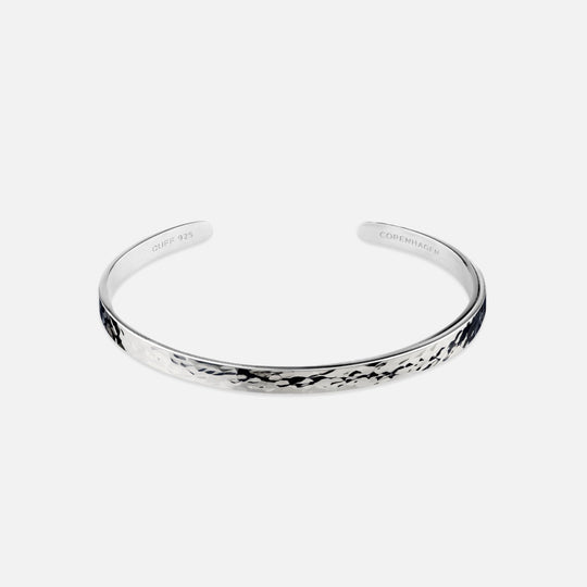 EB | Schlankes Silberarmband mit Gehämmertem Muster für Herren