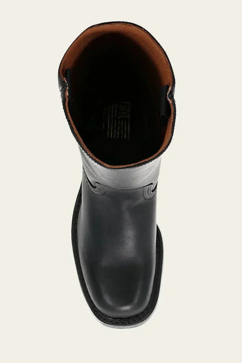 Hohe Stiefel - Damen Leder Blockabsatz Kniehohe Stiefel EB
