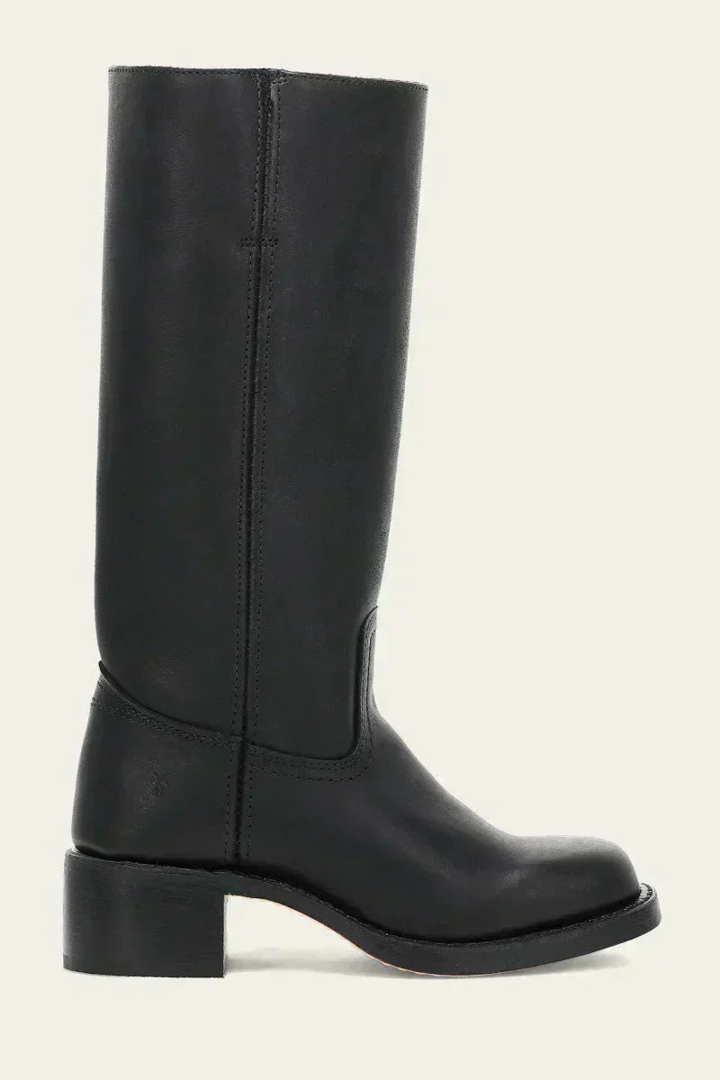 Hohe Stiefel - Damen Leder Blockabsatz Kniehohe Stiefel EB