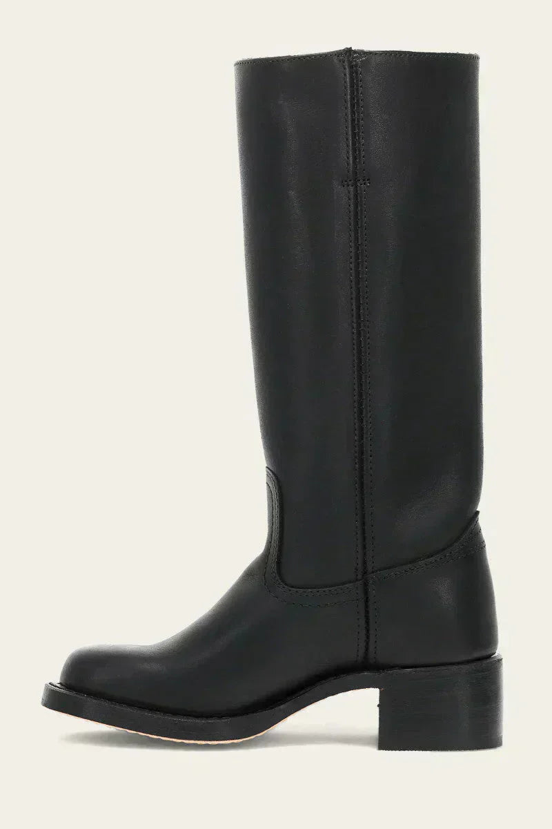Hohe Stiefel - Damen Leder Blockabsatz Kniehohe Stiefel EB