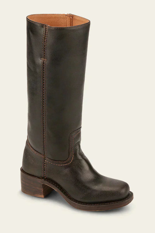 Hohe Stiefel - Damen Leder Blockabsatz Kniehohe Stiefel EB