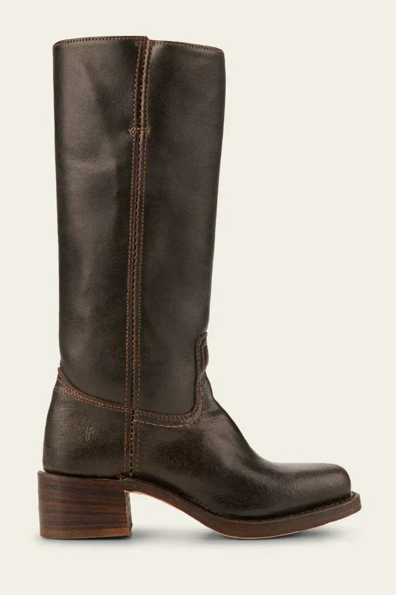 Hohe Stiefel - Damen Leder Blockabsatz Kniehohe Stiefel EB