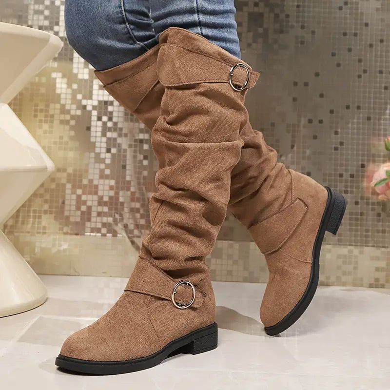 EB | Hohe Damenstiefel aus synthetischem Leder mit robuster Sohle für den täglichen Gebrauch