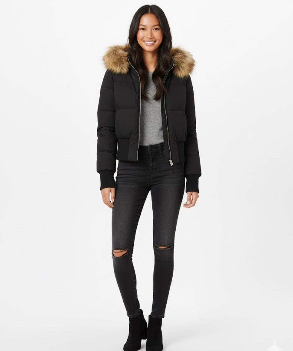 Damen Gesteppt Winterjacke mit Warm & Abnehmbarer Kapuze | EB