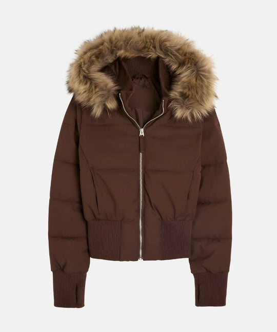 Damen Gesteppt Winterjacke mit Warm & Abnehmbarer Kapuze | EB