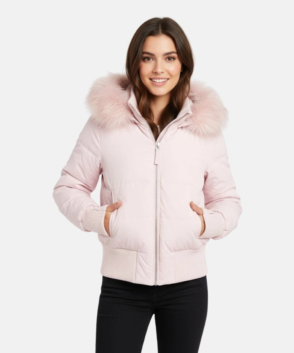 Damen Gesteppt Winterjacke mit Warm & Abnehmbarer Kapuze | EB