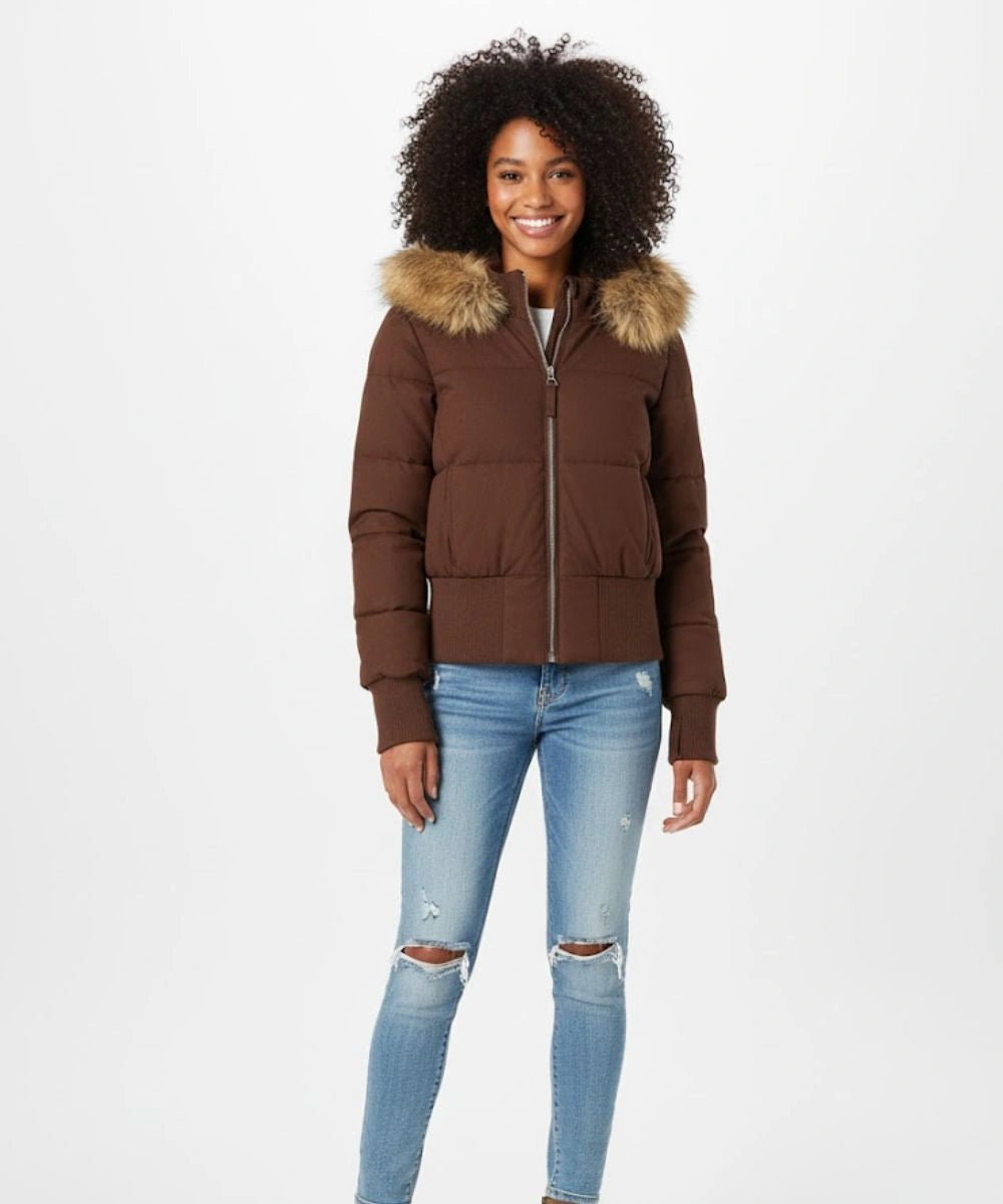 Damen Gesteppt Winterjacke mit Warm & Abnehmbarer Kapuze | EB