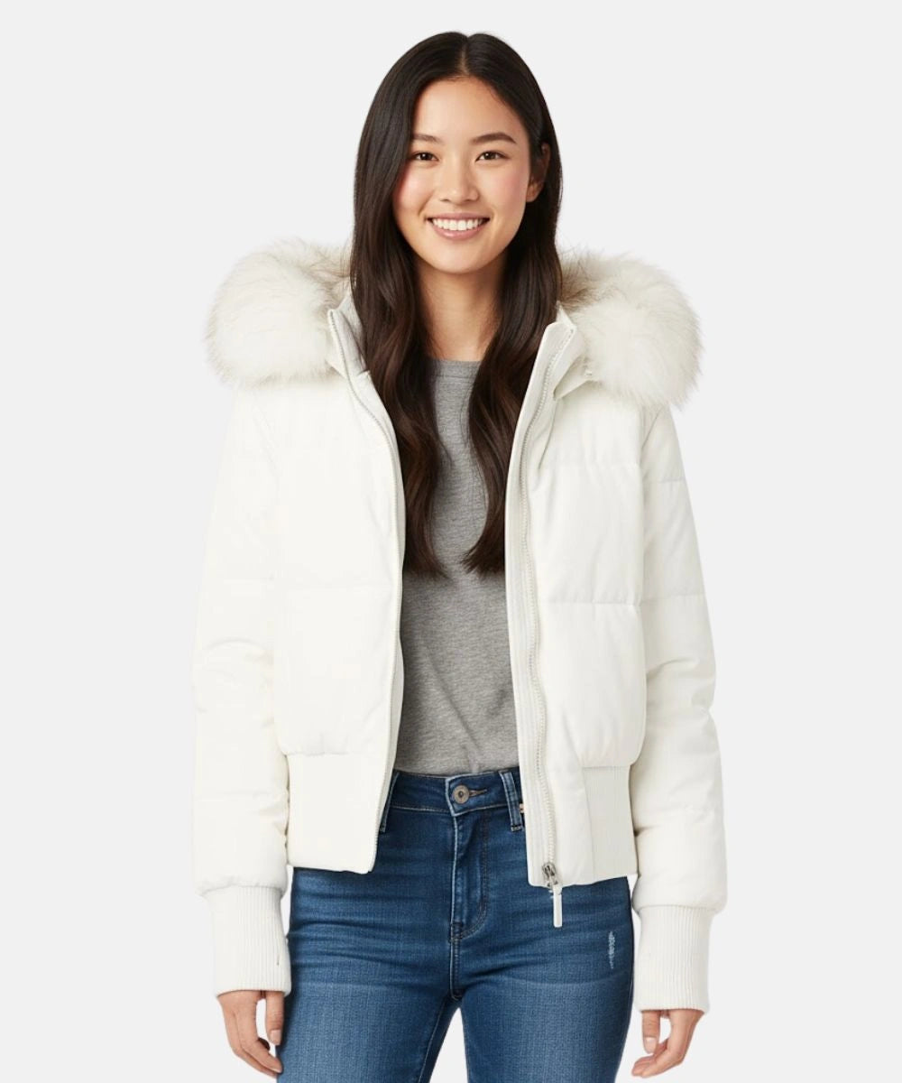Damen Gesteppt Winterjacke mit Warm & Abnehmbarer Kapuze | EB