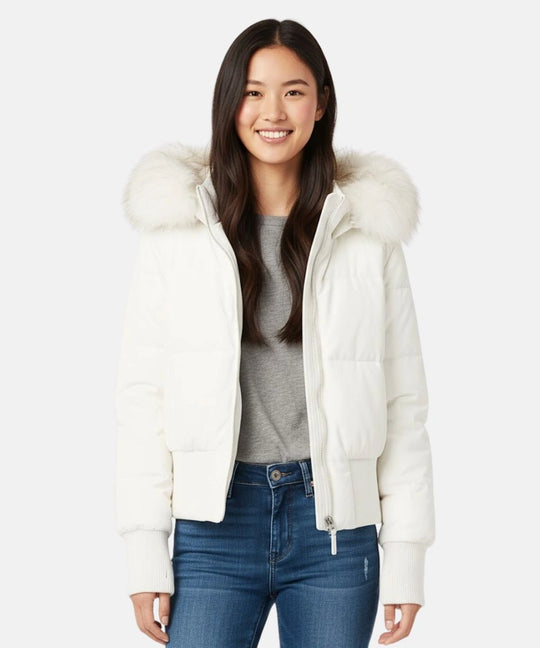 Damen Gesteppt Winterjacke mit Warm & Abnehmbarer Kapuze | EB