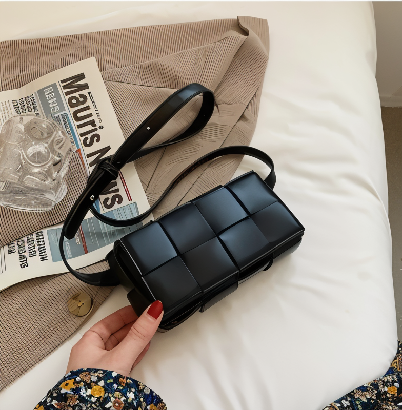 EB | Geblockte Umhängetasche Vegan Leder Damen Geflochtene Tasche Frauen