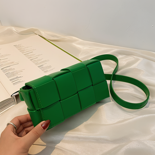 EB | Geblockte Umhängetasche Vegan Leder Damen Geflochtene Tasche Frauen