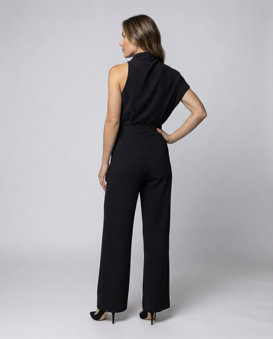 EB | Damen Jumpsuit mit Rundhalsausschnitt, Armellos und Weitem Bein
