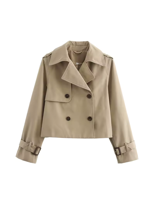 EB | Damen Wasserdichter Trenchcoat Mit Gürtel Manschetten und Reverskragen