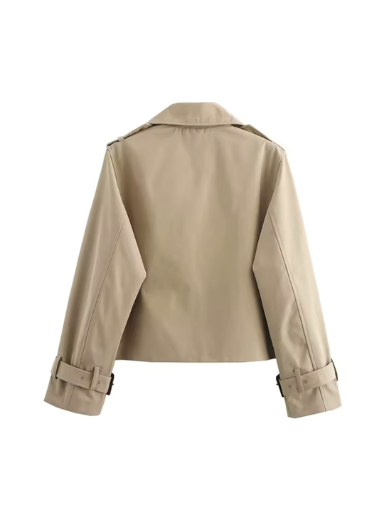 EB | Damen Wasserdichter Trenchcoat Mit Gürtel Manschetten und Reverskragen