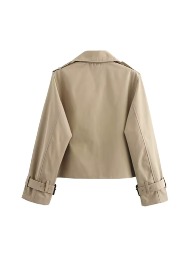 EB | Damen Wasserdichter Trenchcoat Mit Gürtel Manschetten und Reverskragen