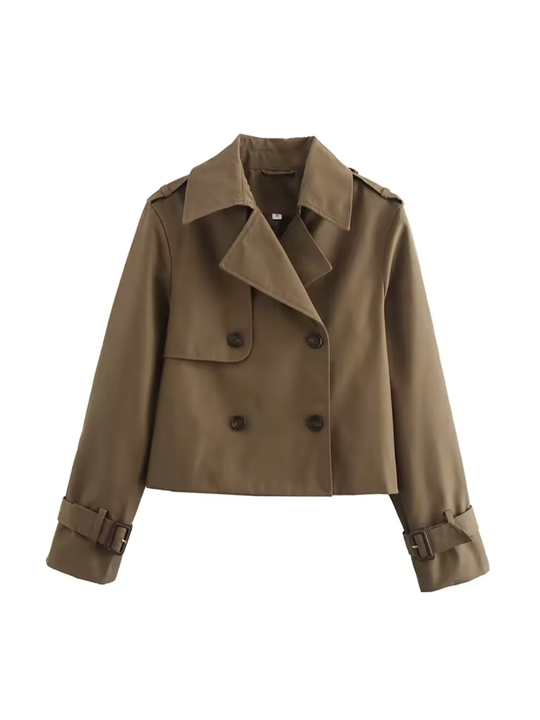 EB | Damen Wasserdichter Trenchcoat Mit Gürtel Manschetten und Reverskragen