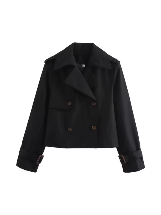EB | Damen Wasserdichter Trenchcoat Mit Gürtel Manschetten und Reverskragen